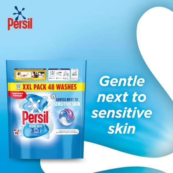 Persil Non Bio 3 in 1 Washing Capsules laundry capsules gentle next to sensitive skin for outstanding stain removal in quick & cold washes 48 washes